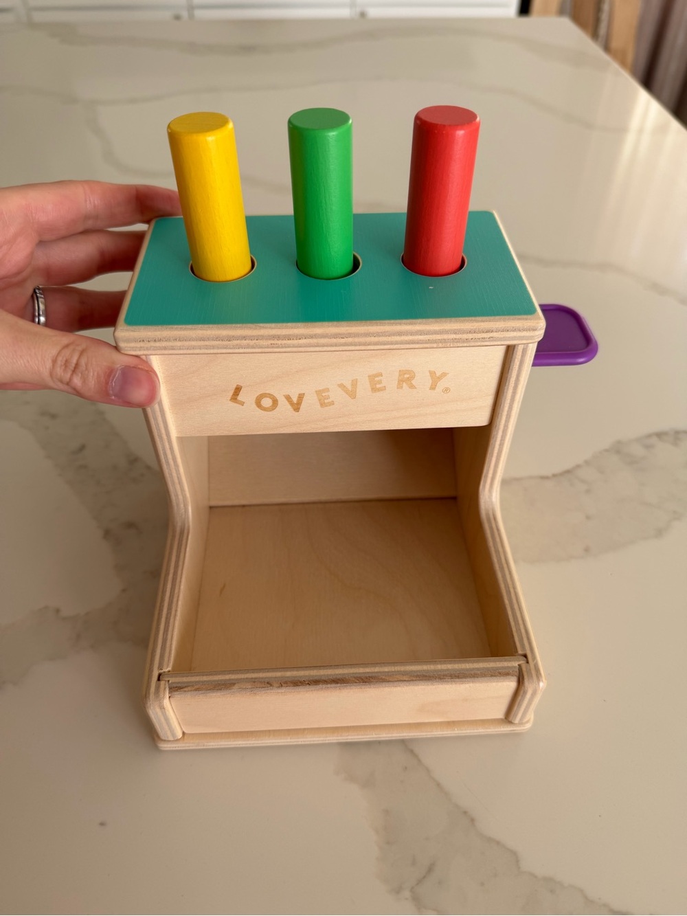 Lovevery Wooden Pounding Toy - Yellow, Green, Red